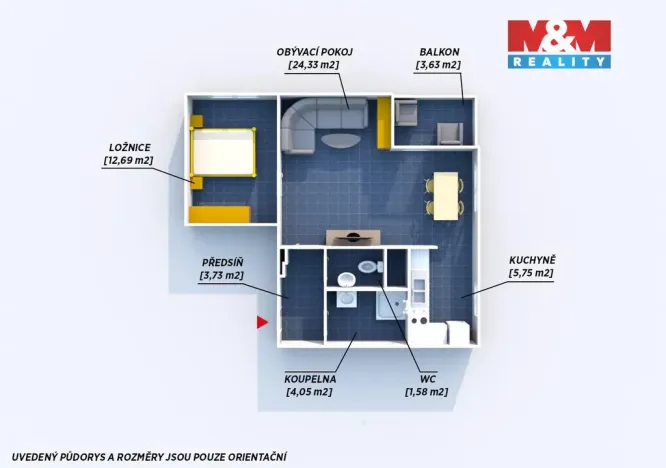Pronájem bytu 2+kk, Sedlčany, K Cihelně, 56 m2