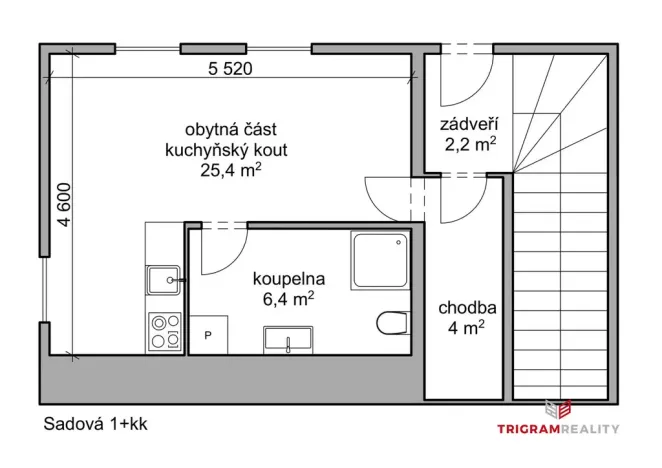 Pronájem bytu 1+kk, Sadová, 38 m2