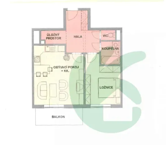 Pronájem bytu 2+kk, Praha - Čakovice, Marty Krásové, 51 m2