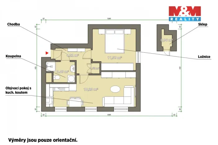 Pronájem bytu 2+kk, Bělá nad Radbuzou, Na výsluní, 39 m2