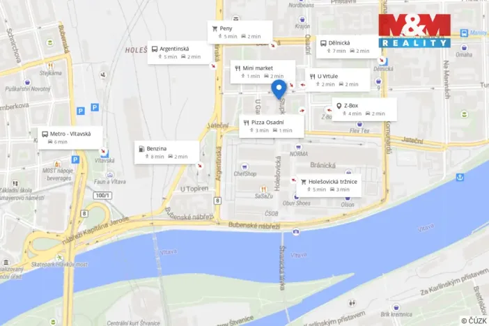 Pronájem bytu 1+kk, Praha - Holešovice, Stupkova, 31 m2