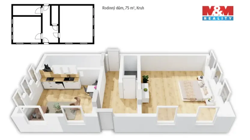 Prodej rodinného domu, Kruh, 75 m2