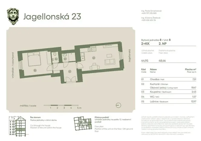 Prodej bytu 2+kk, Praha - Žižkov, Jagellonská, 44 m2