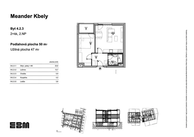 Prodej bytu 2+kk, Praha - Kbely, K Vinoři, 50 m2