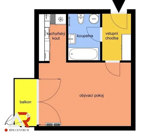 Pronájem bytu 1+kk, Brno, Vomáčkova, 39 m2
