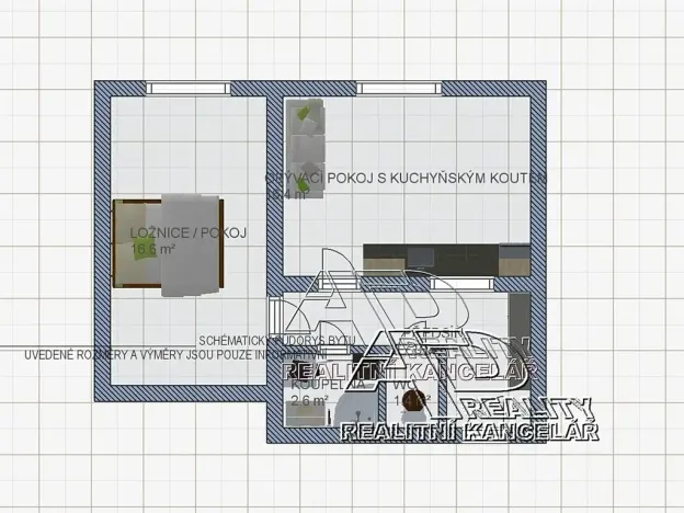 Pronájem bytu 1+1, České Budějovice, 44 m2