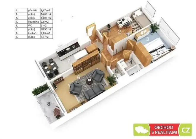 Pronájem bytu 3+1, Praha, Květnového vítězství, 77 m2