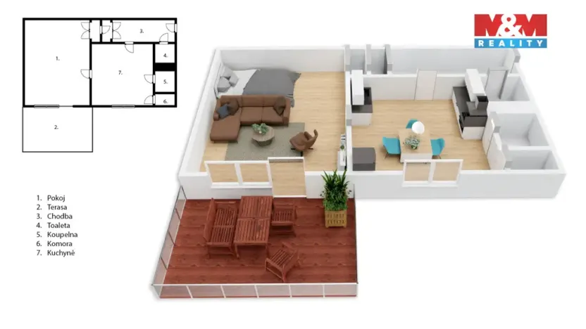 Prodej bytu 1+1, Poděbrady, Komenského, 36 m2