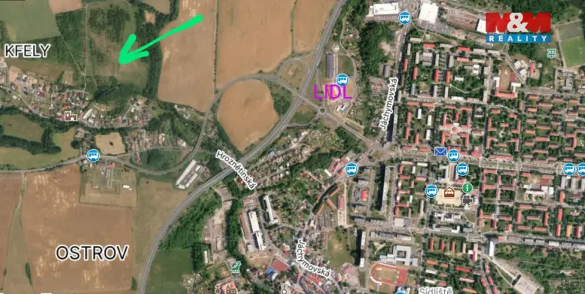 Prodej pozemku pro bydlení, Ostrov - Kfely, 1352 m2