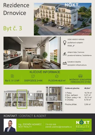 Prodej bytu 2+kk, Drnovice, 47 m2