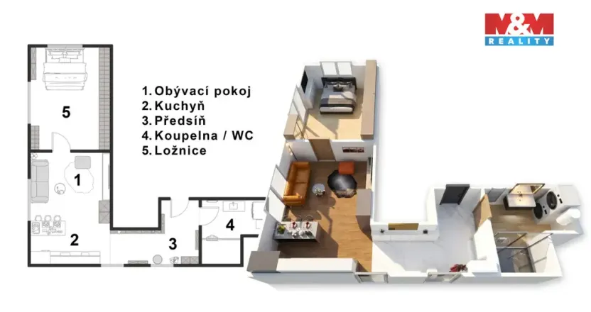 Prodej bytu 2+kk, Stochov, Zahradní, 62 m2