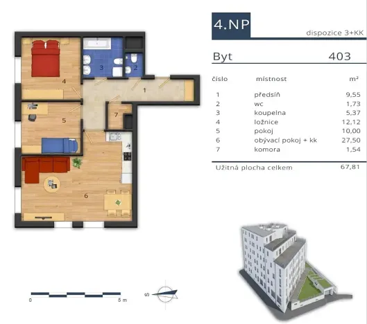 Pronájem bytu 3+kk, Praha - Krč, Pacovská, 68 m2