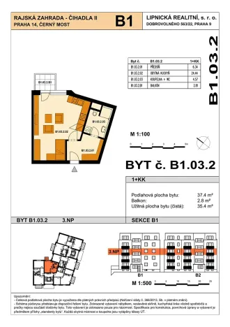 Prodej bytu 1+kk, Praha - Černý Most, Dobrovolného, 36 m2