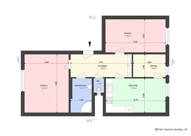 Pronájem bytu 2+1, Hradec Králové, Antonína Dvořáka, 72 m2