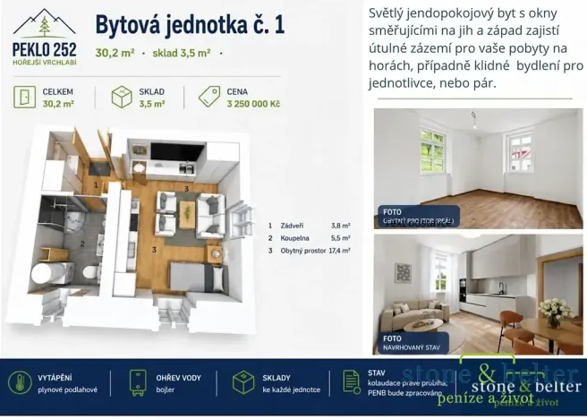 Prodej bytu 2+kk, Vrchlabí, Peklo, 55 m2