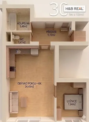 Prodej bytu 2+kk, Bílovice nad Svitavou, Lesní, 42 m2