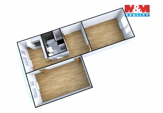 Pronájem bytu 2+1, Chlumec, Ústecká, 61 m2