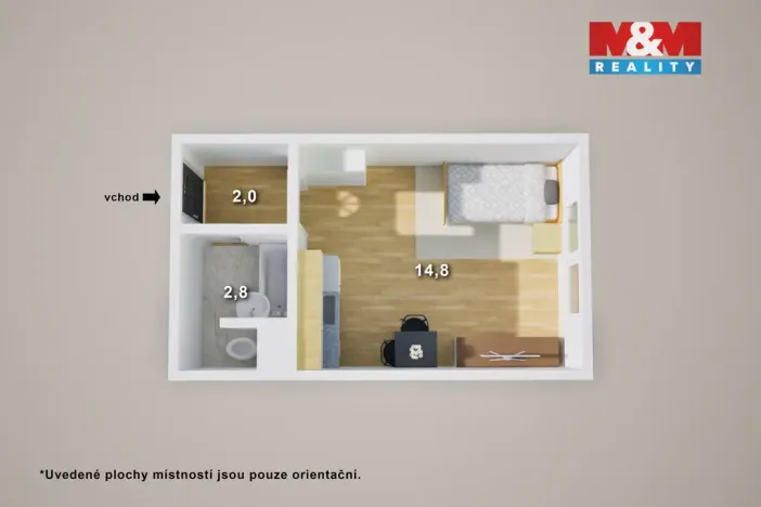 Prodej bytu 1+kk, Teplice - Řetenice, Bratislavská, 21 m2