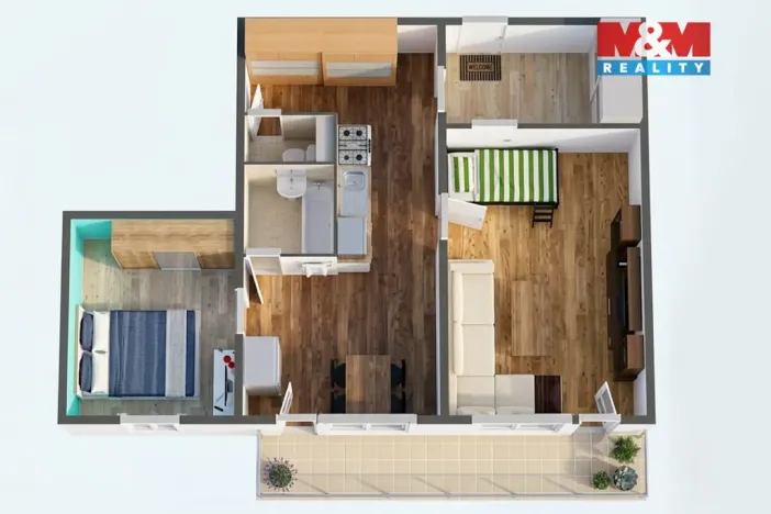 Prodej bytu 2+1, Chodov, Smetanova, 58 m2