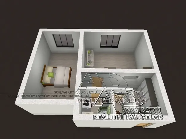 Pronájem bytu 1+1, České Budějovice, 44 m2