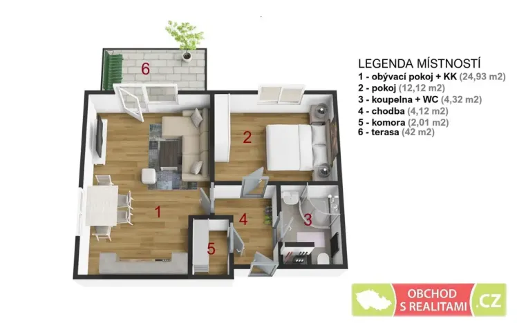 Pronájem bytu 2+kk, Kostelec nad Černými lesy, 48 m2