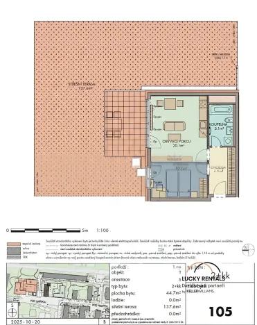 Pronájem bytu 2+kk, Praha - Vysočany, Pod Harfou, 44 m2