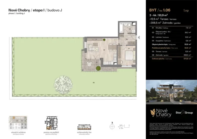 Prodej bytu 2+kk, Praha - Dolní Chabry, Dvorní, 53 m2