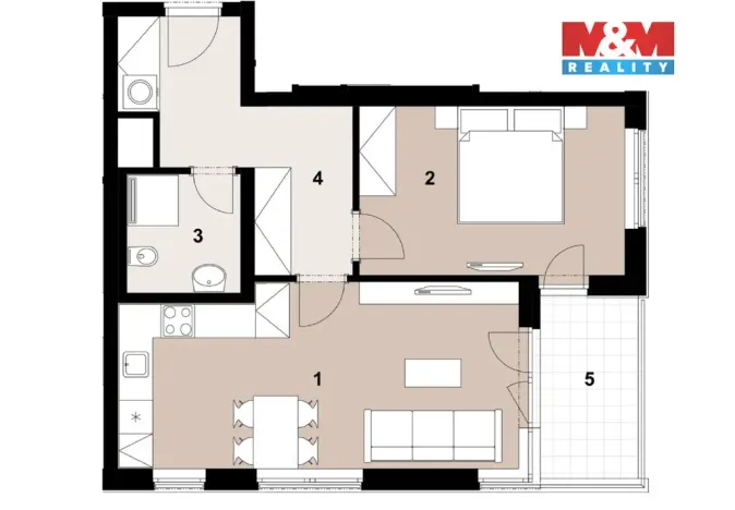 Pronájem bytu 2+kk, Praha, U Radosti, 58 m2