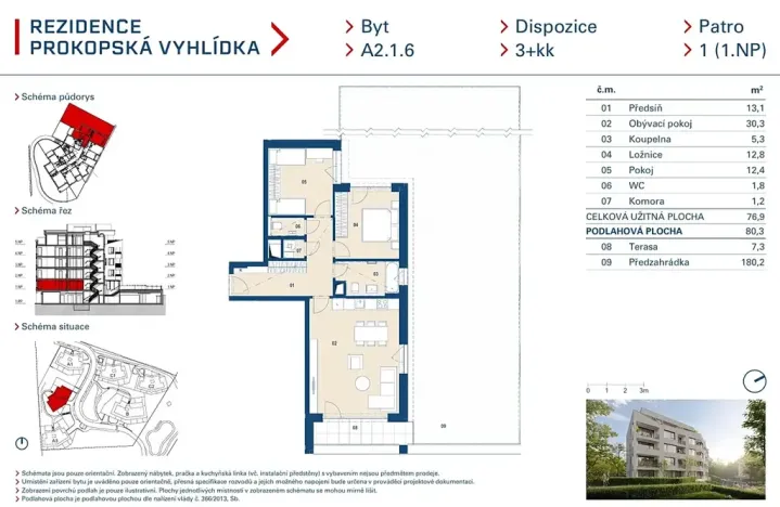 Prodej bytu 3+kk, Praha - Jinonice, Radlická, 77 m2