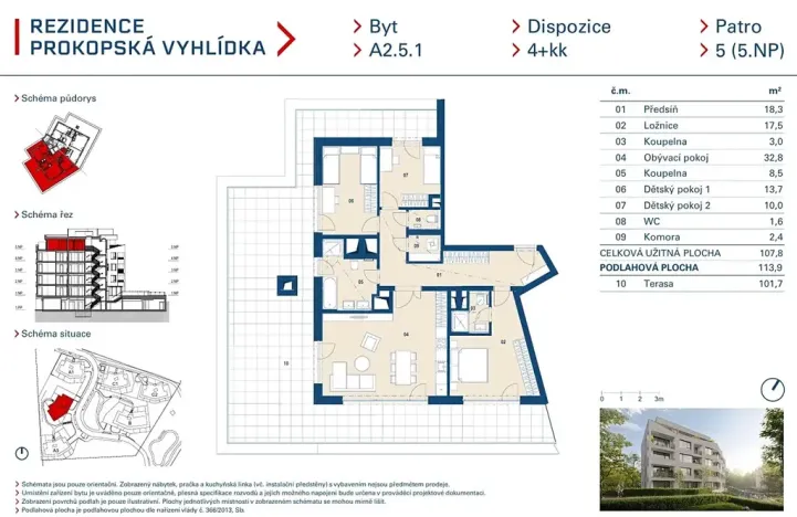 Prodej bytu 4+kk, Praha - Jinonice, Radlická, 108 m2