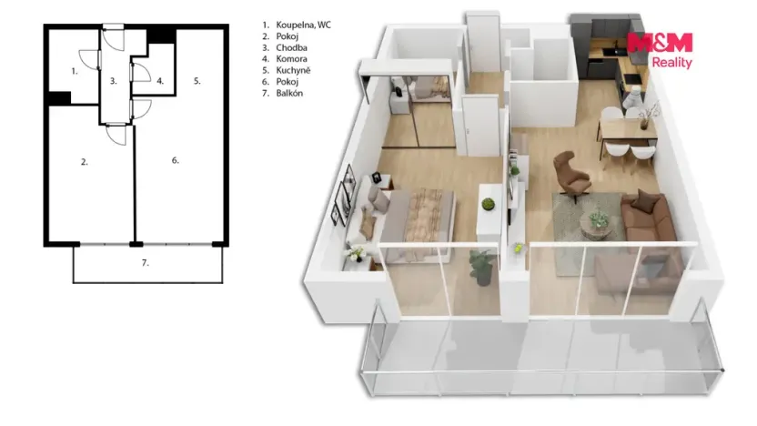 Pronájem bytu 2+kk, Praha - Letňany, Hlučkova, 60 m2