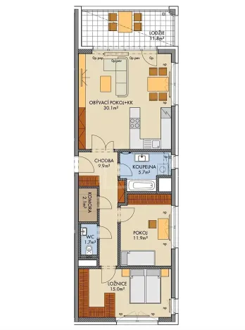Pronájem bytu 3+kk, Praha - Vysočany, Pod Harfou, 79 m2