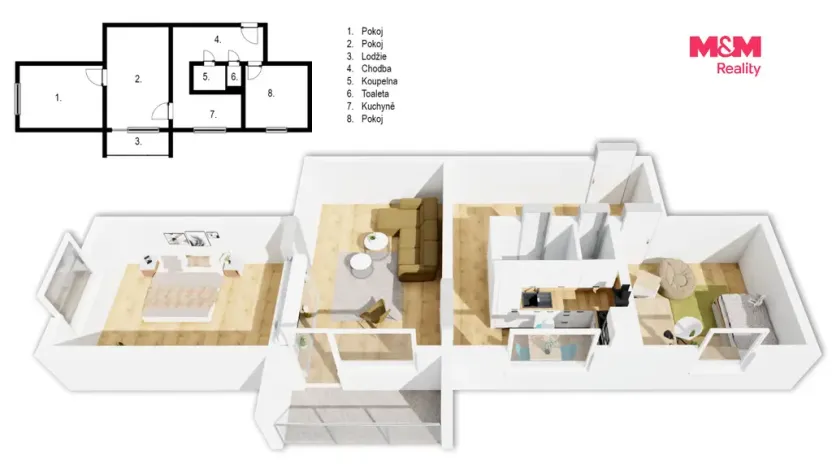Prodej bytu 3+1, České Velenice, Komenského, 73 m2