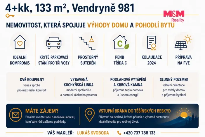 Prodej bytu 4+kk, Vendryně, 133 m2