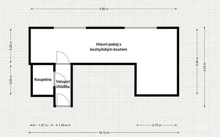 Pronájem bytu 1+kk, Praha - Krč, Antala Staška, 35 m2