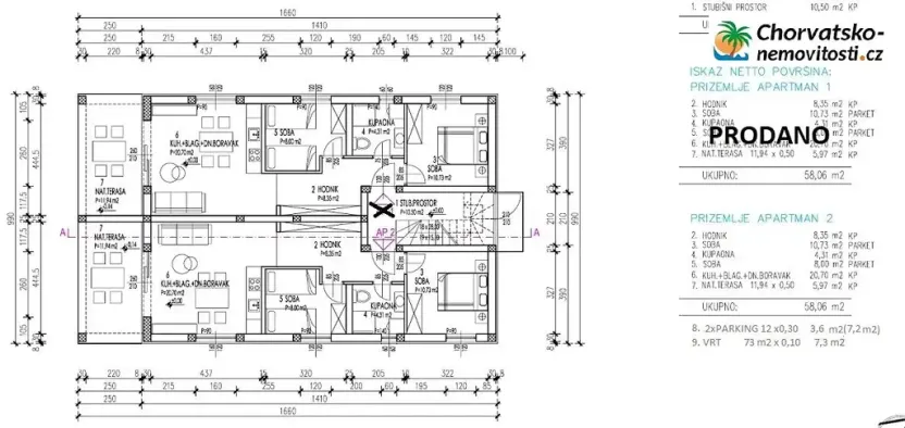 Prodej bytu 3+kk, Stara Novalja, Chorvatsko, 58 m2