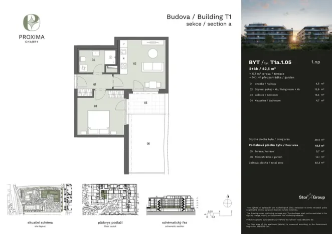 Prodej bytu 2+kk, Praha - Dolní Chabry, Milana Kadlece, 42 m2