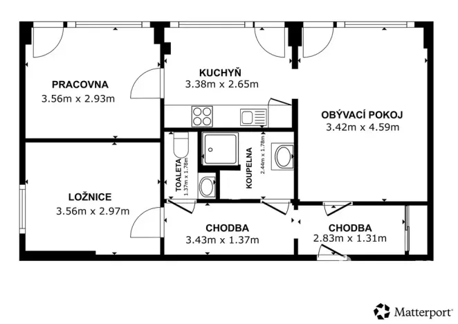 Pronájem bytu 3+1, Ústí nad Labem - Ústí nad Labem-centrum, Hoření, 62 m2