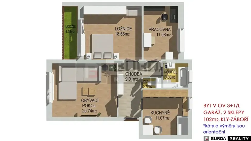 Prodej bytu 3+1, Kly, 102 m2