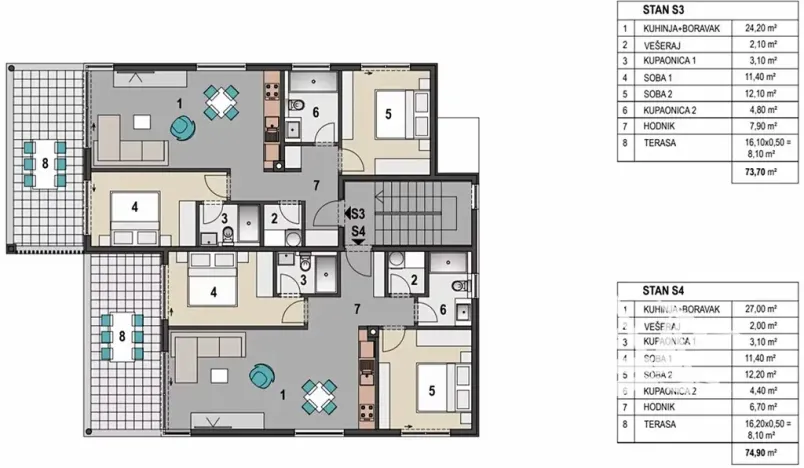 Prodej bytu 3+kk, Mandre, Chorvatsko, 68 m2