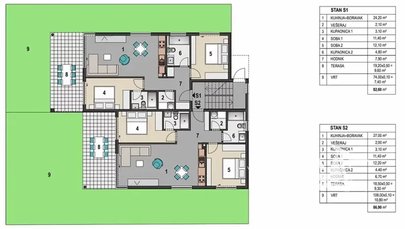 Prodej bytu 3+kk, Mandre, Chorvatsko, 75 m2