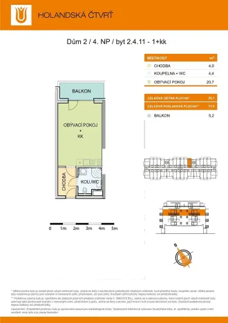 Pronájem bytu 1+kk, Olomouc, Aloise Rašína, 31 m2