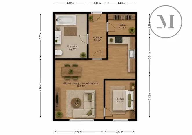 Prodej bytu 2+kk, Písek, Pažoutova, 54 m2