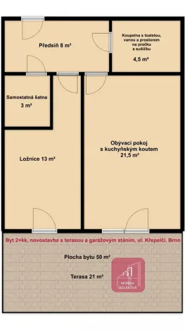 Prodej bytu 2+kk, Brno, Křepelčí, 71 m2