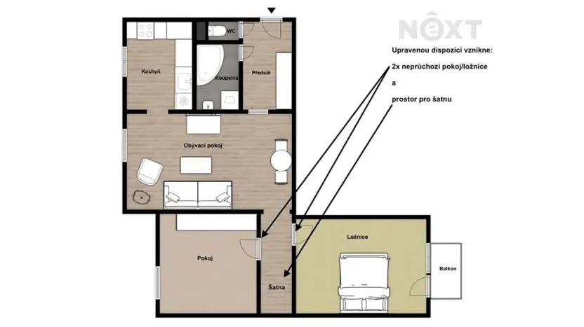 Prodej bytu 3+1, Český Krumlov, Urbinská, 72 m2