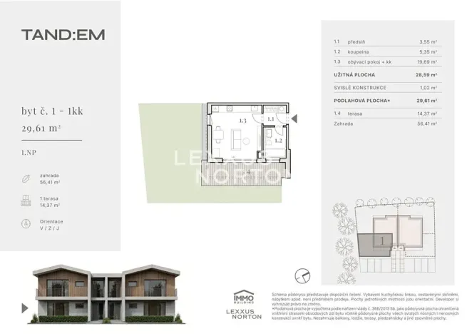 Prodej bytu 1+kk, Horoměřice, J. K. Tyla, 29 m2