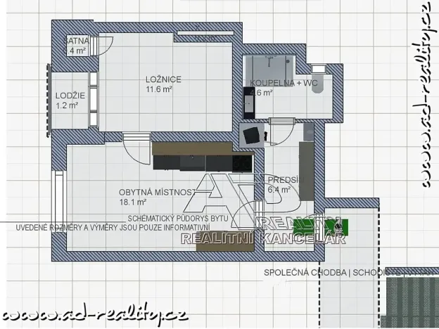 Pronájem bytu 2+kk, Praha - Vršovice, Oblouková, 41 m2