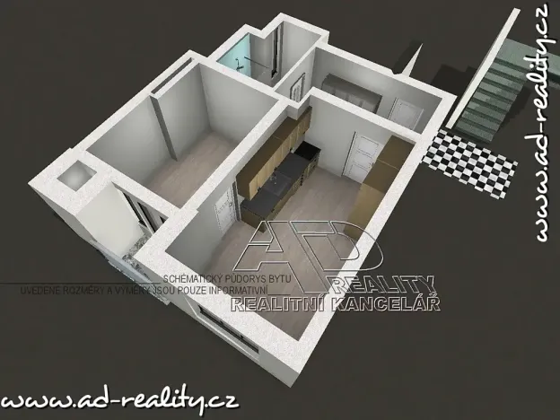 Pronájem bytu 2+kk, Praha - Vršovice, Oblouková, 41 m2