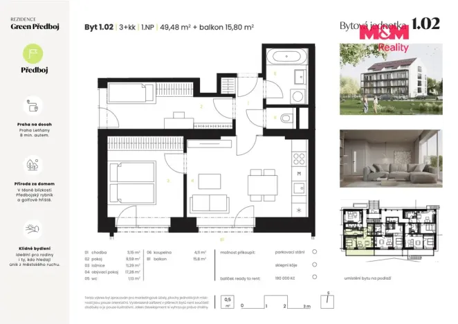 Prodej bytu 3+kk, Předboj, Ke Tvrzi, 50 m2