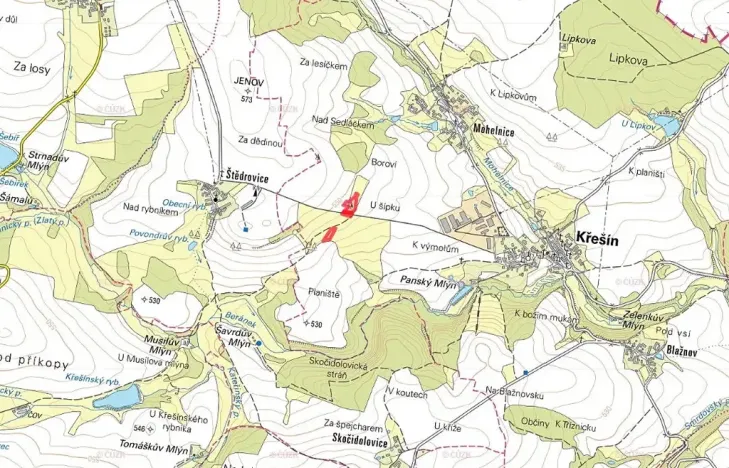 Prodej louky, Křešín, 3606 m2